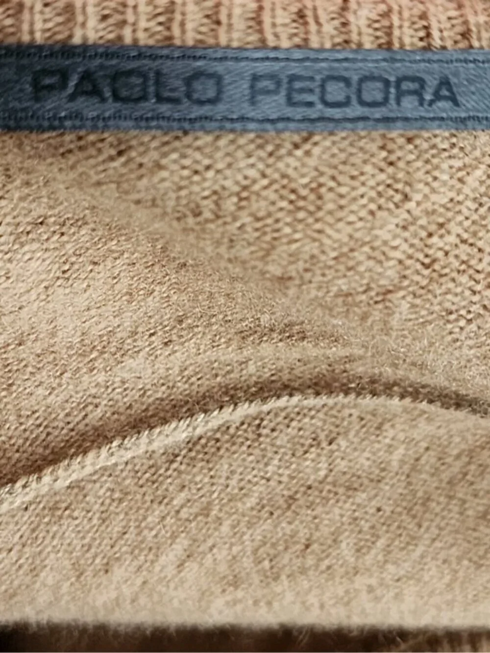Paolo Pecora Camel Wool Cashmere Knit Cropped Sweater